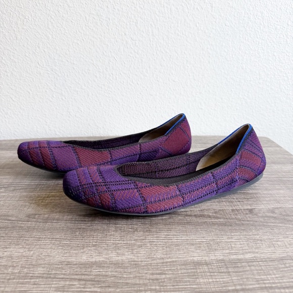 Rothy's Shoes - Rothy's The Square Flats in Cranberry Plaid Women’s Size 12 Purple Pink